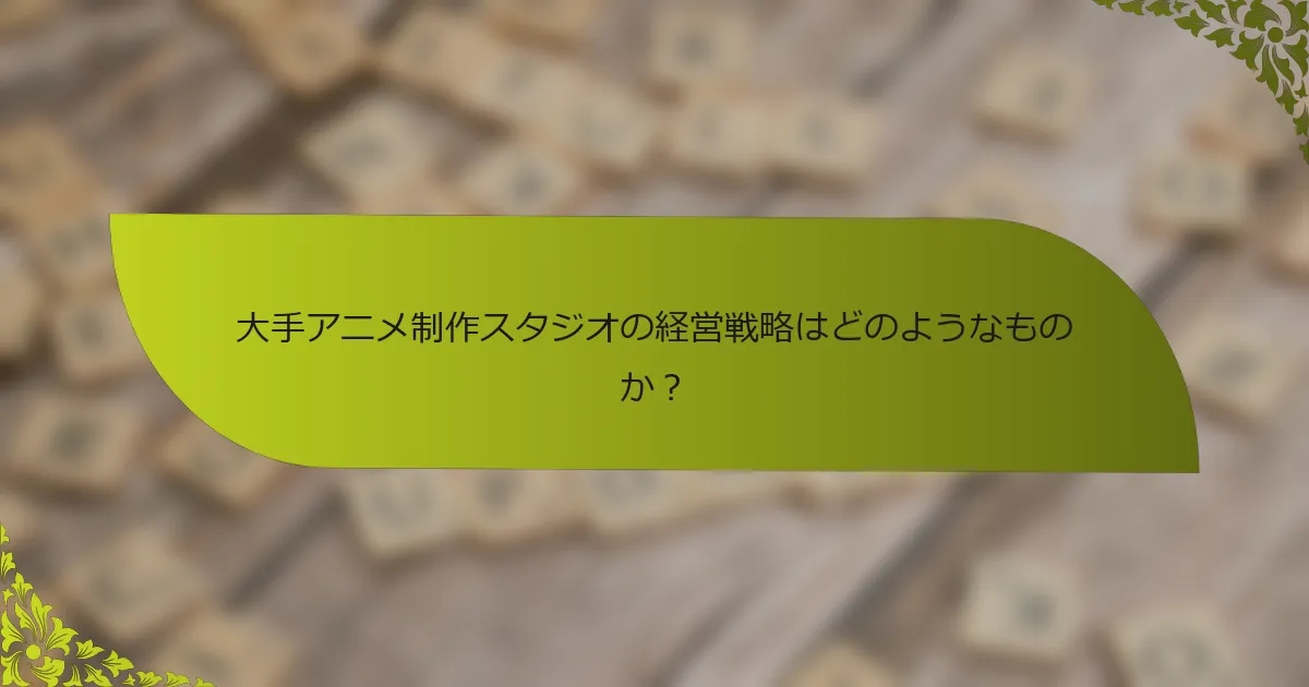 大手アニメ制作スタジオの経営戦略はどのようなものか？