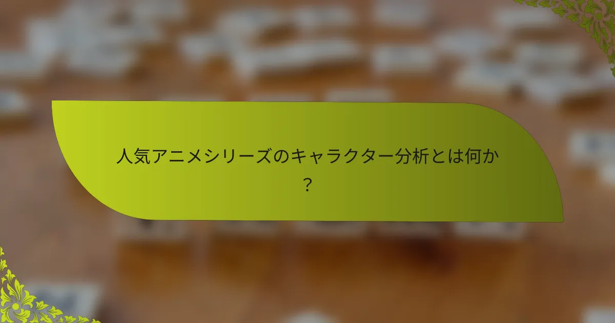 人気アニメシリーズのキャラクター分析とは何か？